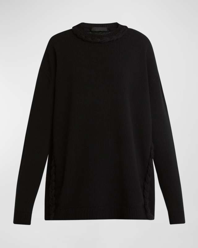 Knit Braids Oversized Crewneck Sweater