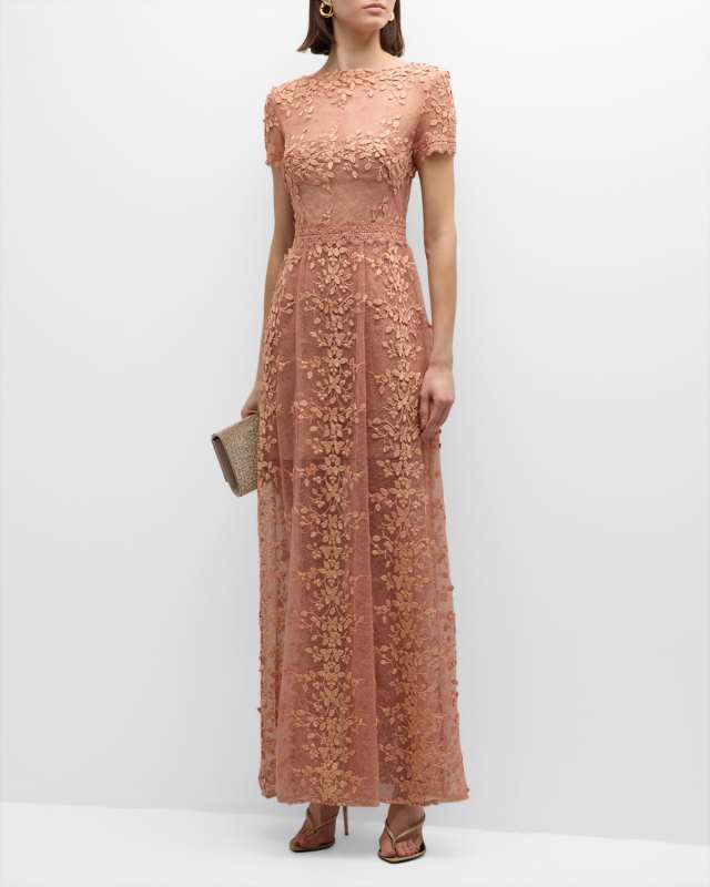 Megan Lace and Applique A-Line Gown