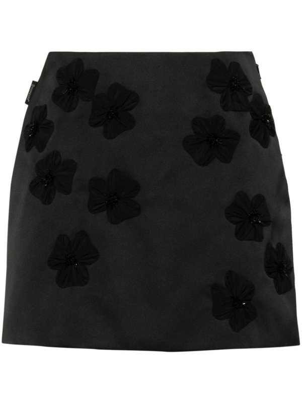 floral-appliqué A-line miniskirt