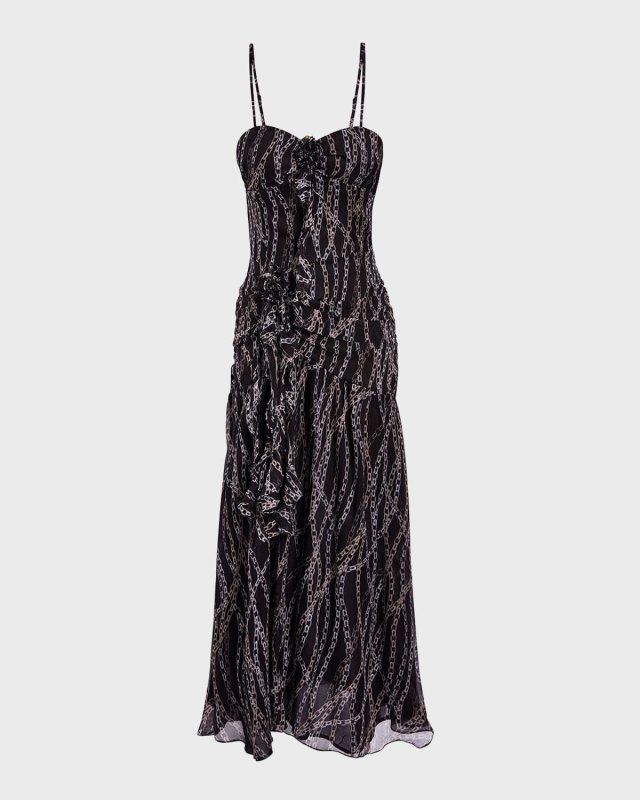 Mira Crinkled Silk Maxi Dress