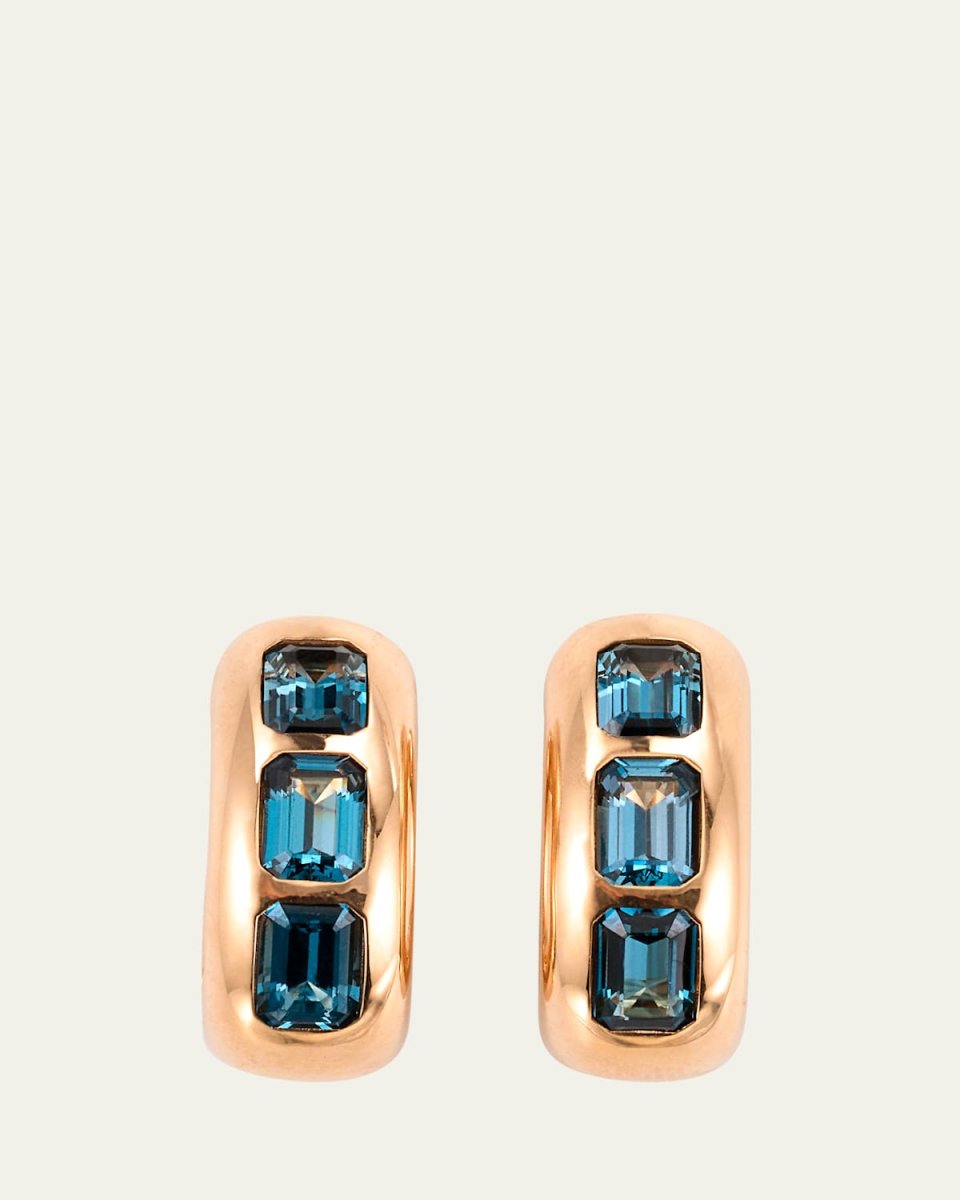 18K Rose Gold Iconica Earrings with London Blue Topaz