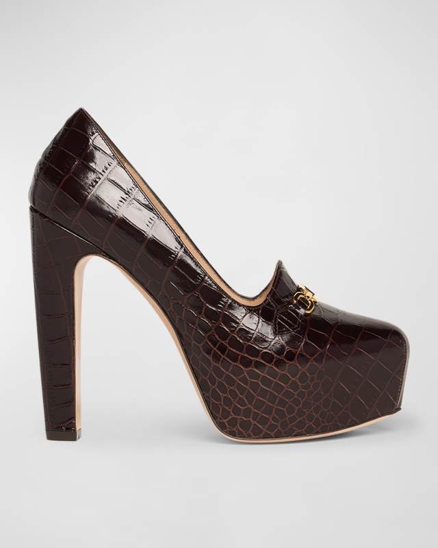 Whitney Croco T-Chain Platform Pumps