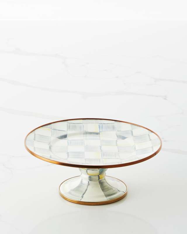 Sterling Check Enamel Mini Pedestal Platter