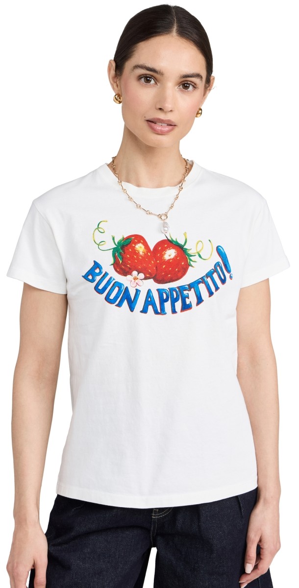 Damson Madder Buon Appetito Shrunken Tee Off White