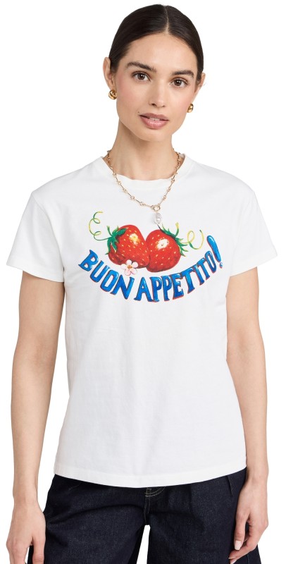 Damson Madder Buon Appetito Shrunken Tee Off White