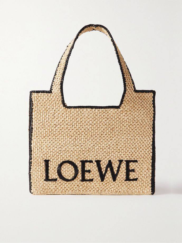 Loewe + Paula's Ibiza embroidered two-tone raffia tote