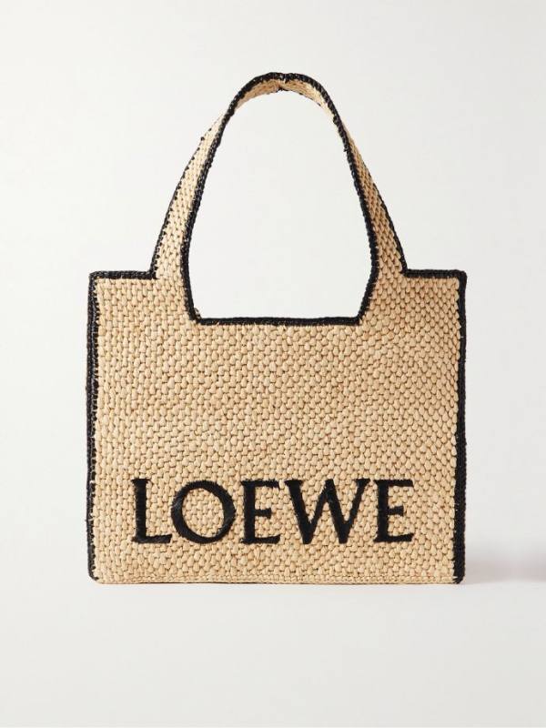 Loewe + Paula's Ibiza embroidered two-tone raffia tote