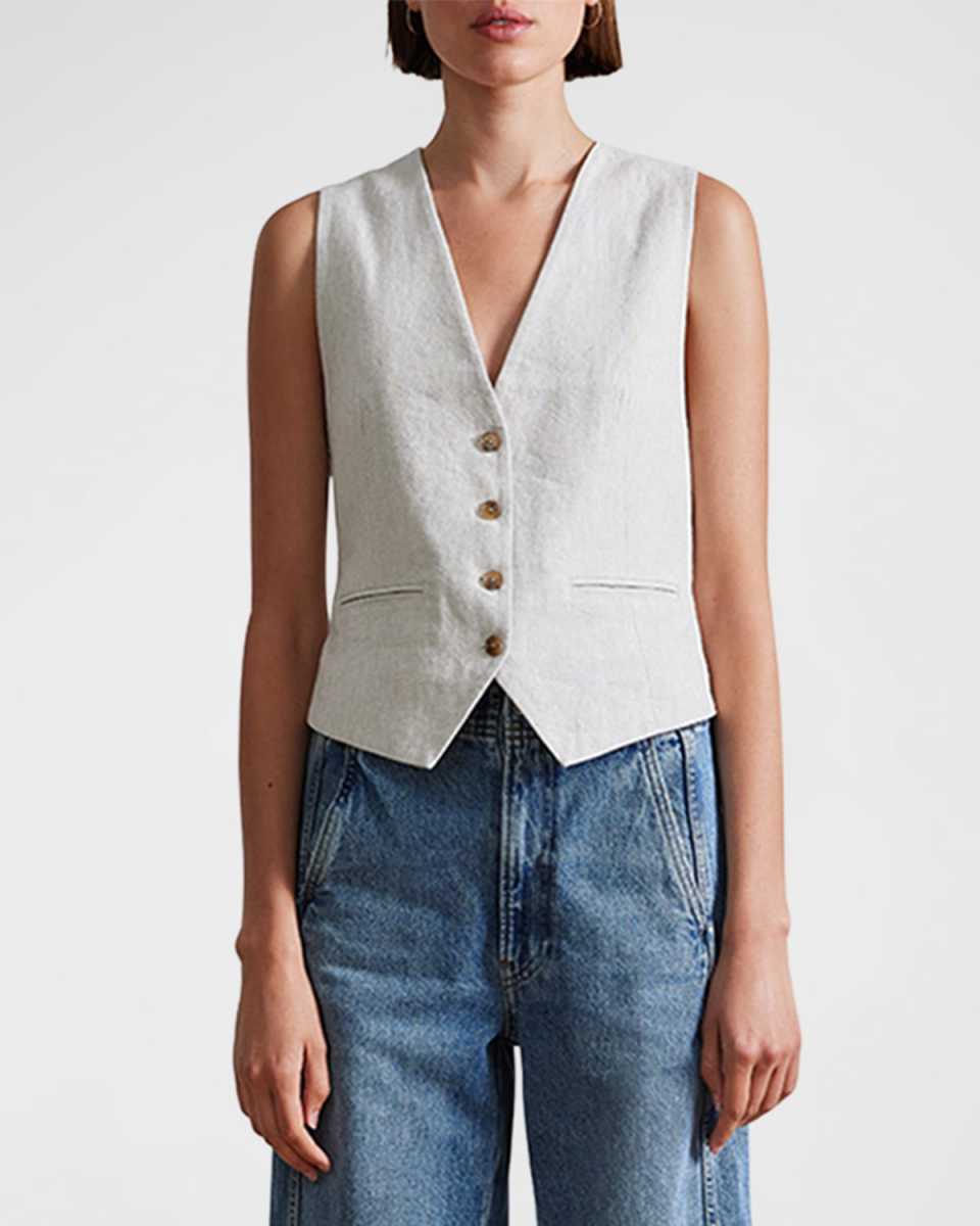 Cecila Linen-Blend Vest