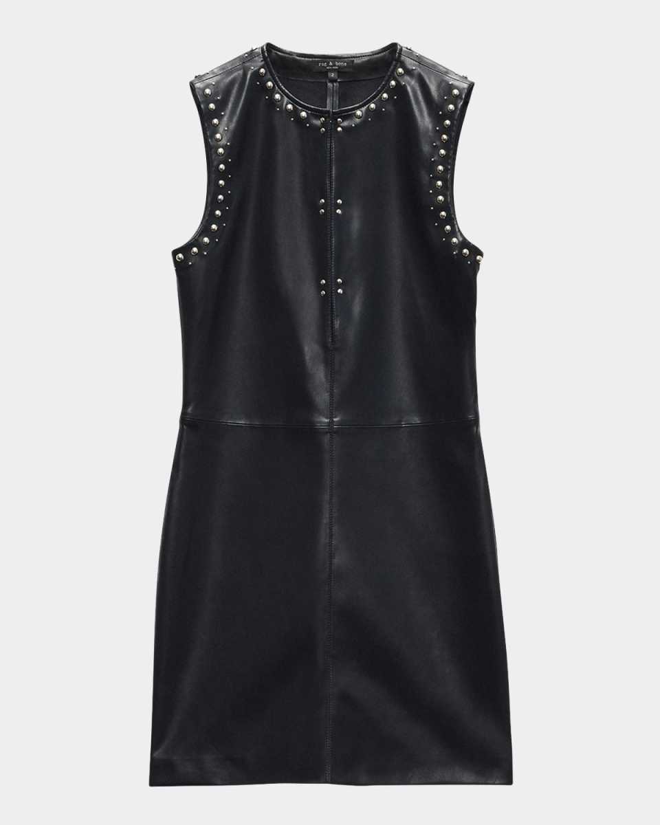 Brigette Studded Faux Leather Mini Dress