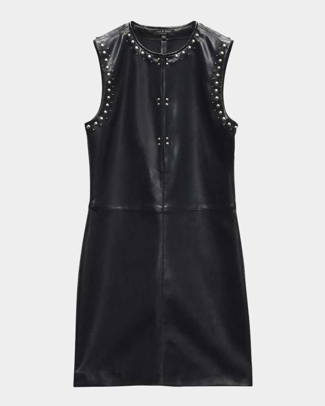 Brigette Studded Faux Leather Mini Dress