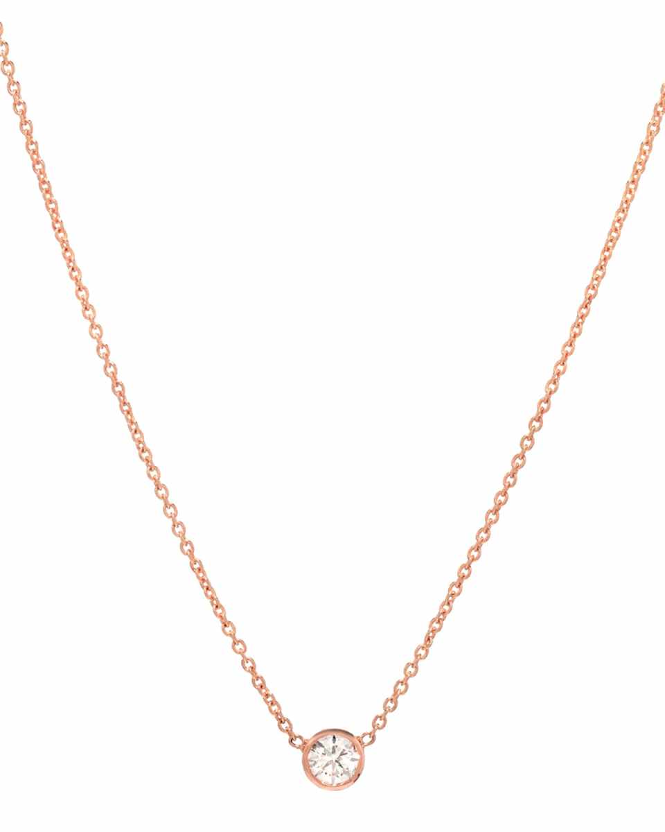 14k Rose Gold Small Bezel Diamond Necklace
