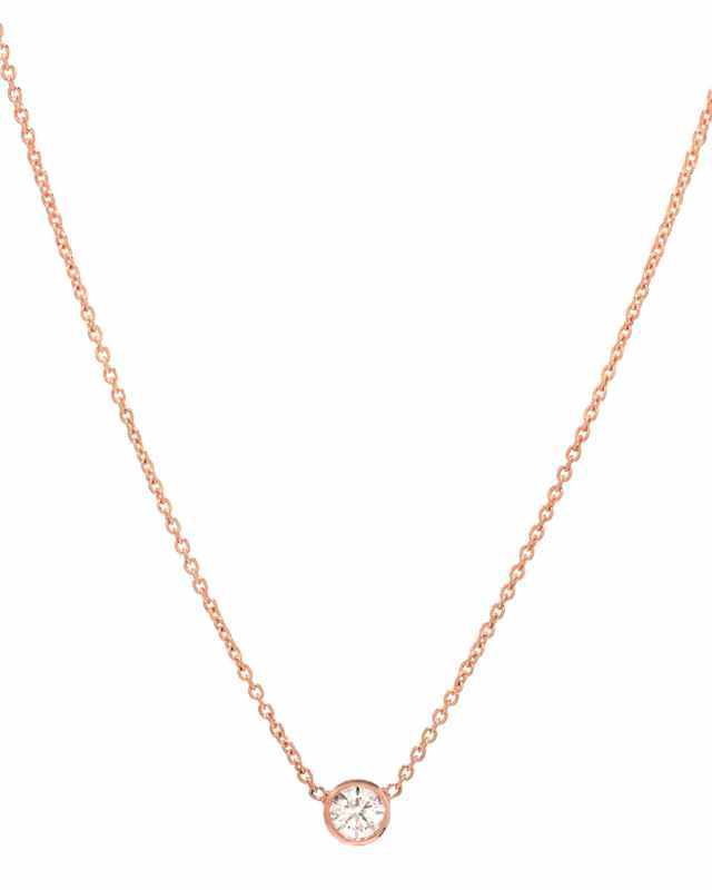 14k Rose Gold Small Bezel Diamond Necklace