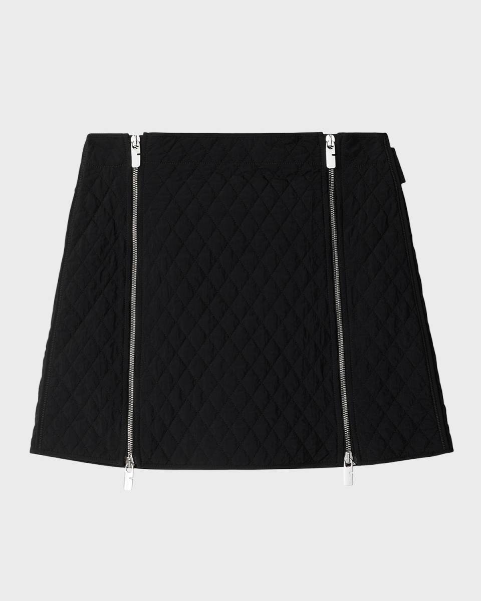 Quilted Mini Skirt with Zipper Detail