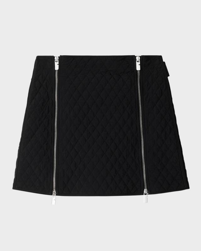Quilted Mini Skirt with Zipper Detail