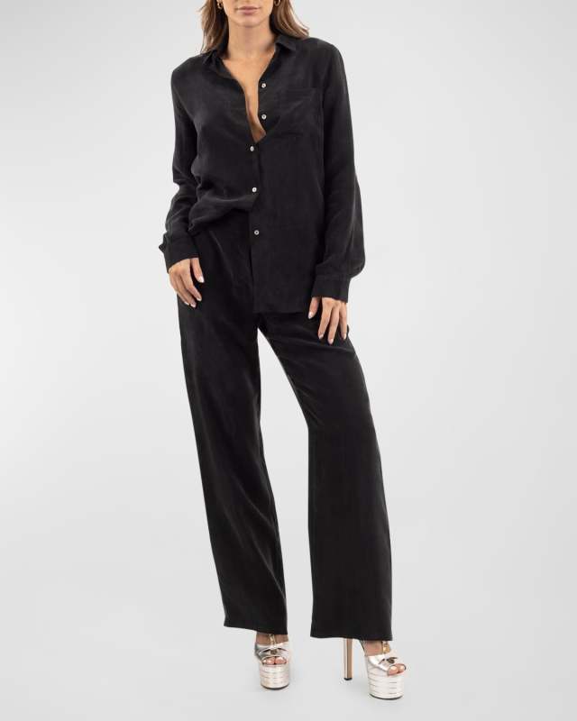 Hera Button-Down Vegan Silk Shirt