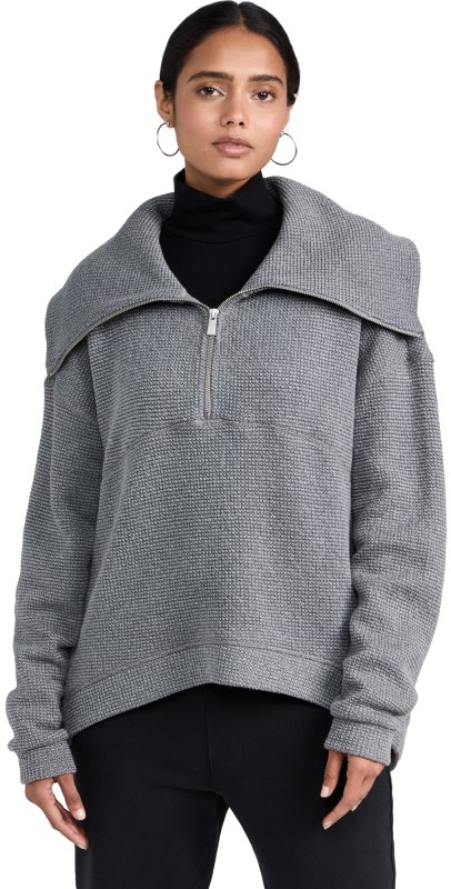 Sweaty Betty Restful Boucle Half Zip Sweatshirt Charcoalarl
