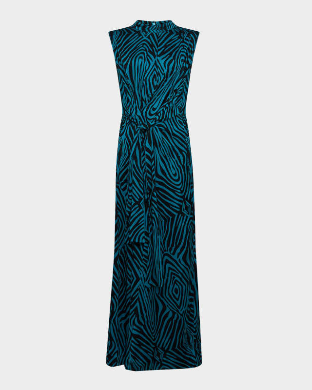 Geri Abstract Striped Tie-Waist Midi Dress