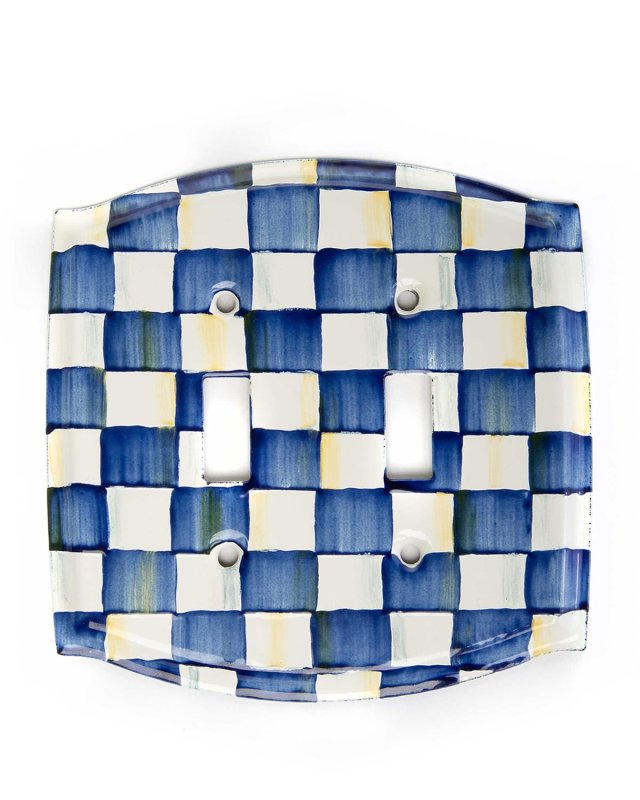Royal Check Enamel Switch Plate - Double Toggle
