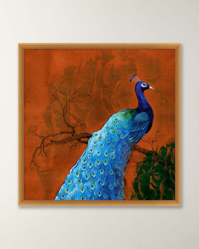 "Perched Peacock 1" Framed Giclee