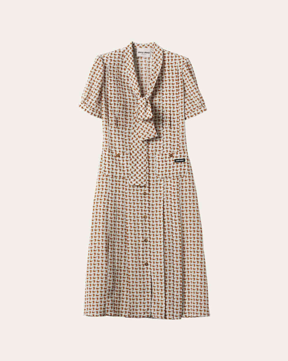 Paisley Print Shirtdress with Tie Neck
