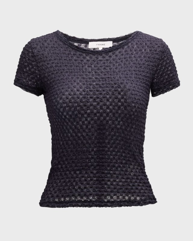 Mesh-Lace Crewneck Baby T
