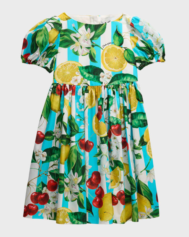 Girl's Italian Holiday Puff Sleeve Dress, Size 4-