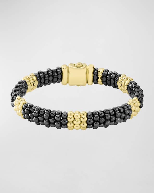 Black Caviar & 18K Gold Station Bracelet