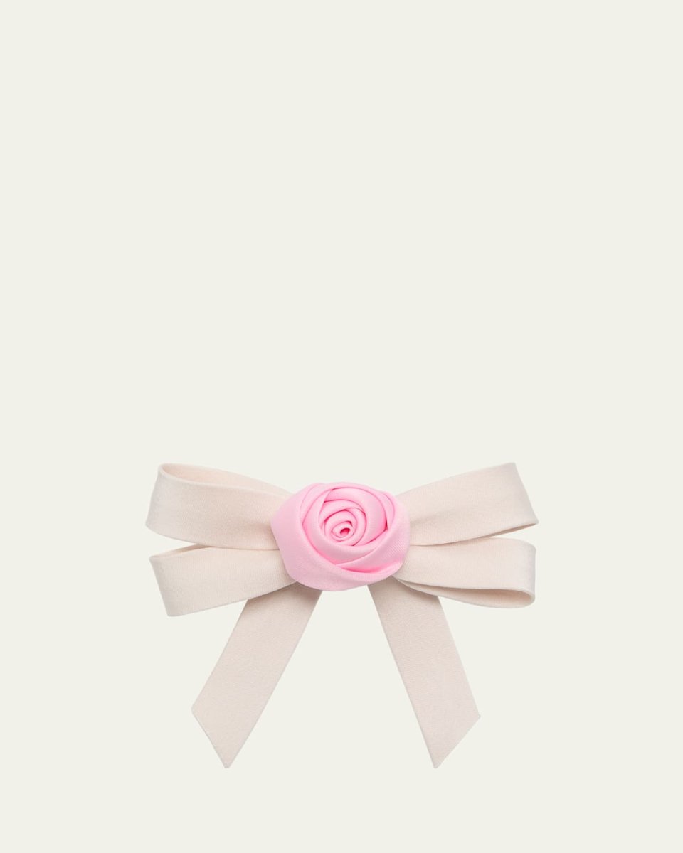 Rose Centered Bow Barrette