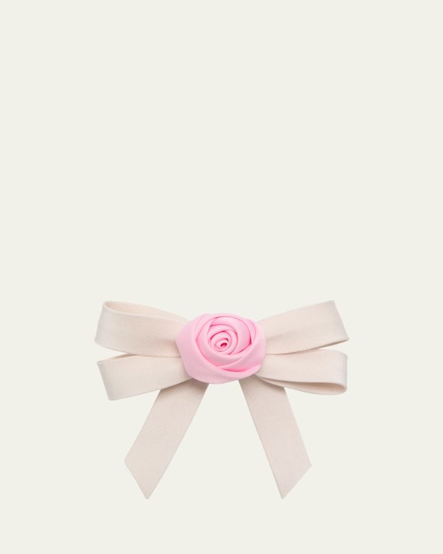Rose Centered Bow Barrette