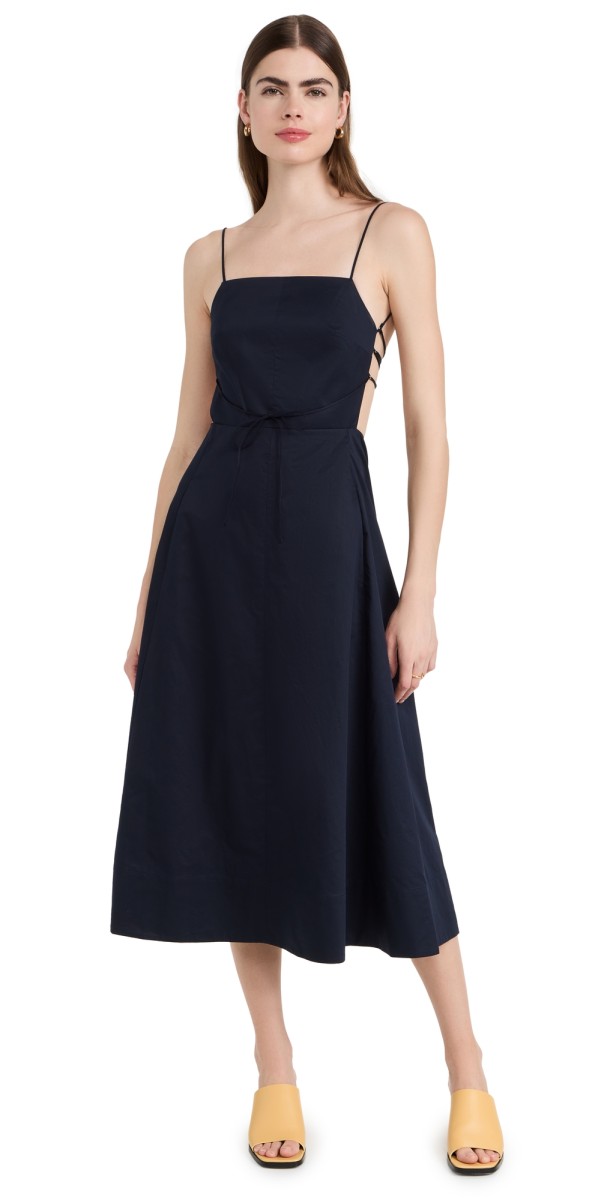 Tibi Poplin Strappy Dress Dark Navy