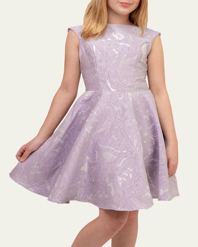 Girl's Jacquard V-Back Dress, Size 7-16