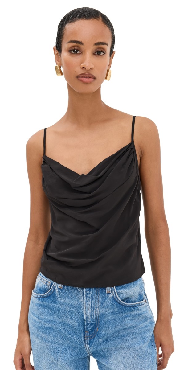Good American Chiffon Cowl Cami Black001