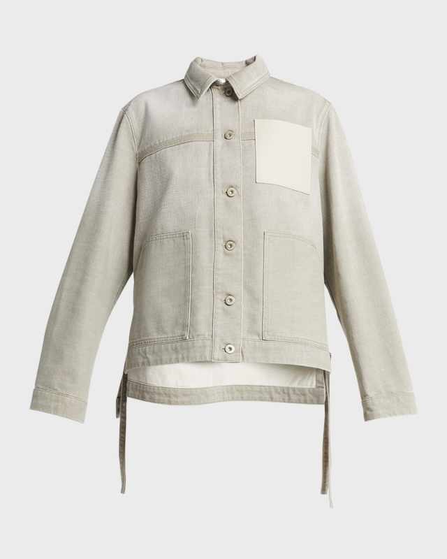 x Paula Ibiza Anagram Leather Patch Self-Tie Workwear Jacket
