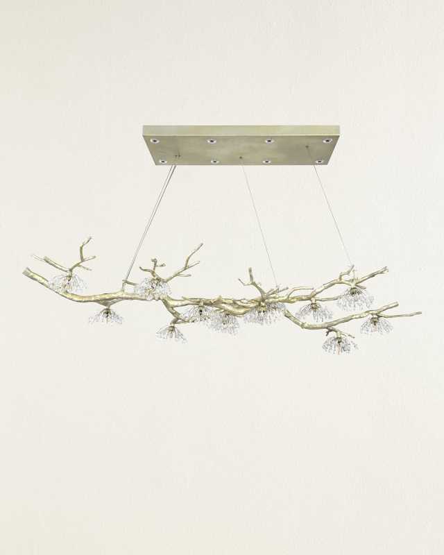 Hanasaku Fourteen Light Crystal Bud Branch Oblong Chandelier