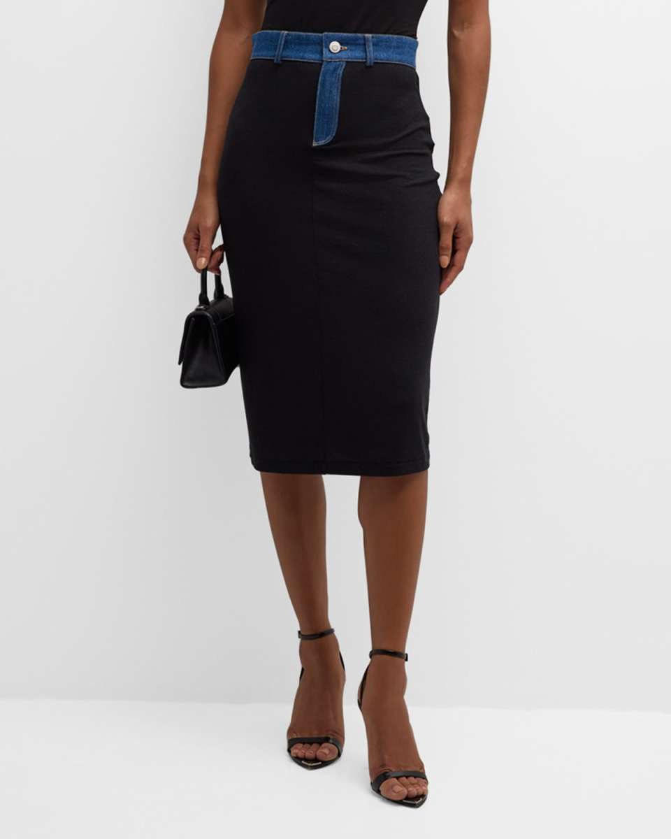 Second-Skin Rib Denim Skirt