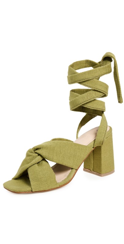 Shekudo Nonye Wrap Heels Olive Green