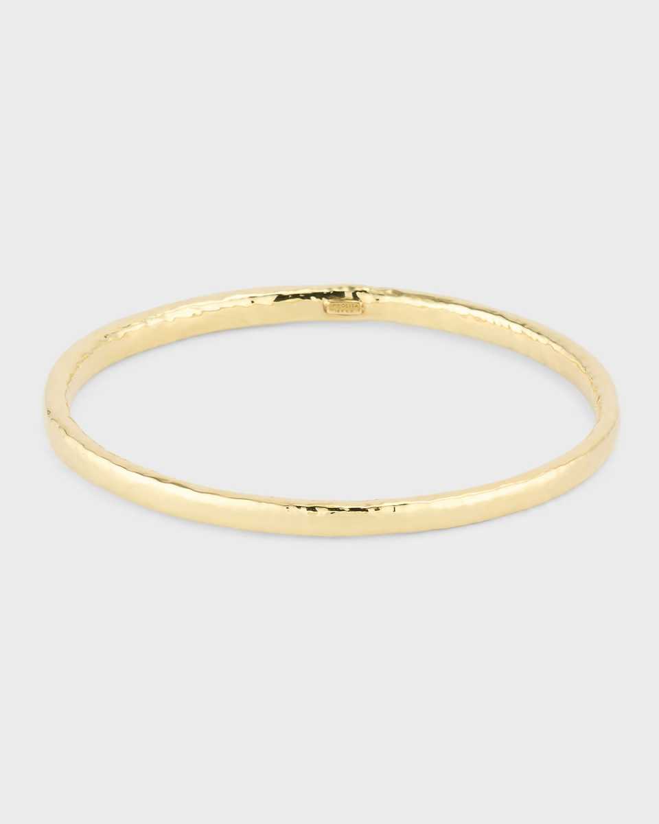Medium Hammered Bangle in 18K Gol