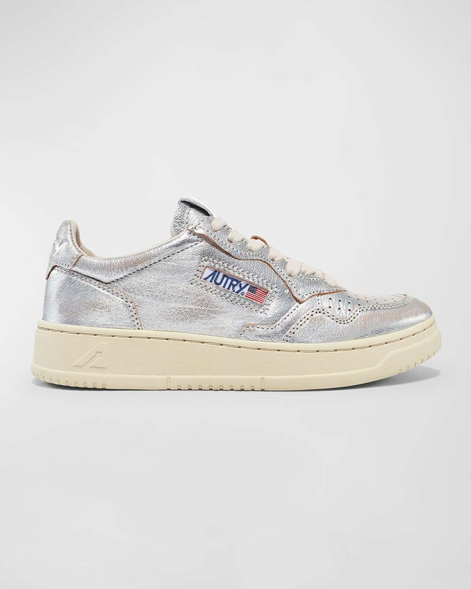 Medalist Low-Top Metallic Leather Sneakers