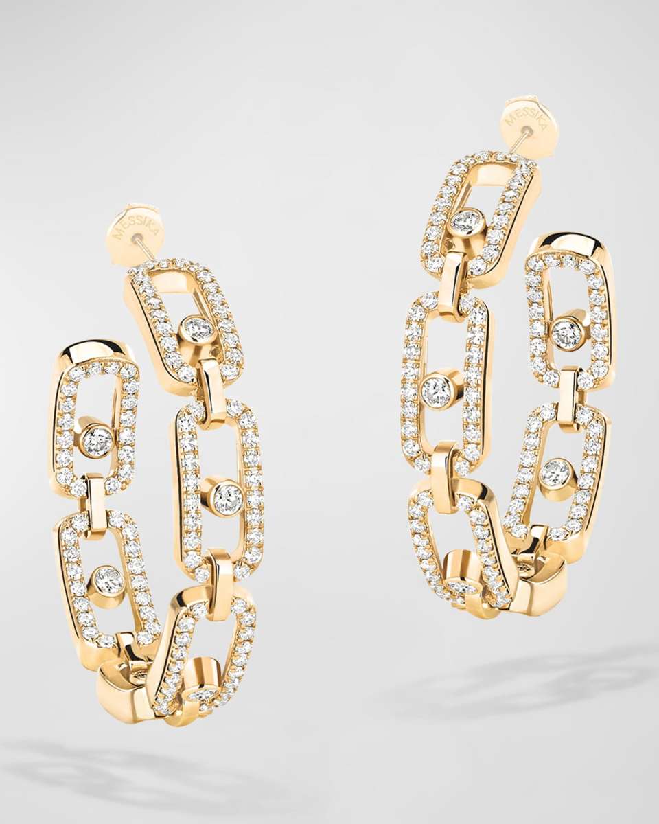 MOVE LINK 18K YELLOW GOLD DIAMOND HOOP EARRINGS