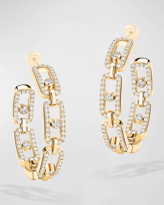 MOVE LINK 18K YELLOW GOLD DIAMOND HOOP EARRINGS