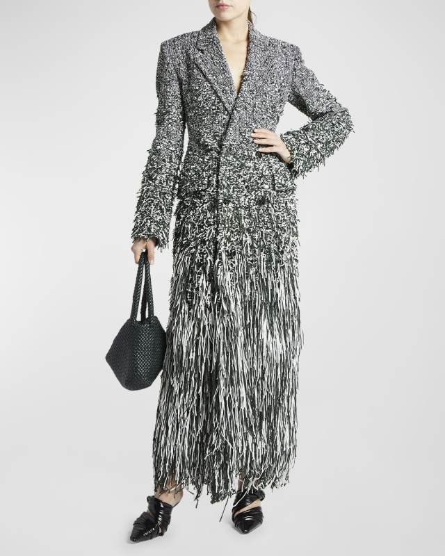 Fil Coupe Degrade Fringe Tweed Top Coat