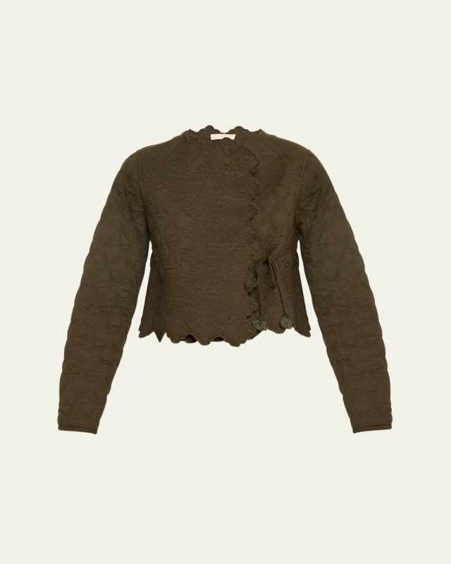 Zofia Short Quilted Scalloped Wrap Jacket