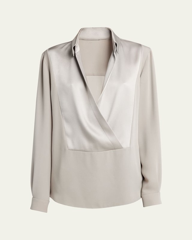 Silk Georgette Wrap Blouse