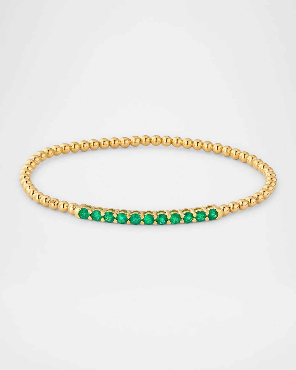 Rainbow 18K Yellow Gold Emerald Stretch Bracelet