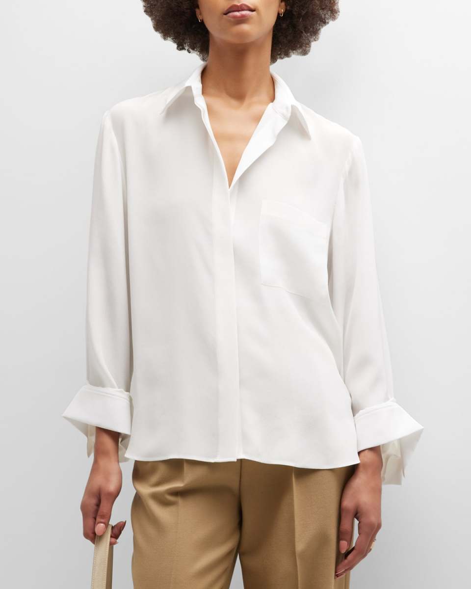 New Morning After Button-Front Silk Shirt