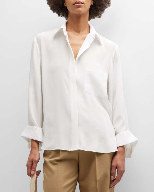 New Morning After Button-Front Silk Shirt