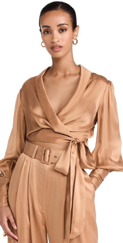 Zimmermann Silk Wrap Top Sand