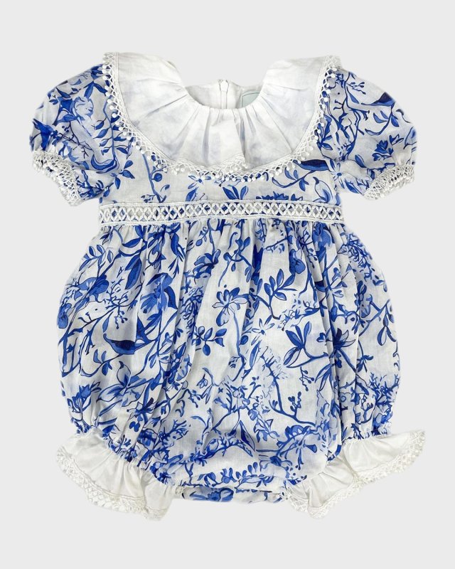 Girl's Jaylin Floral-Print Bubble Romper, Size 3M-4