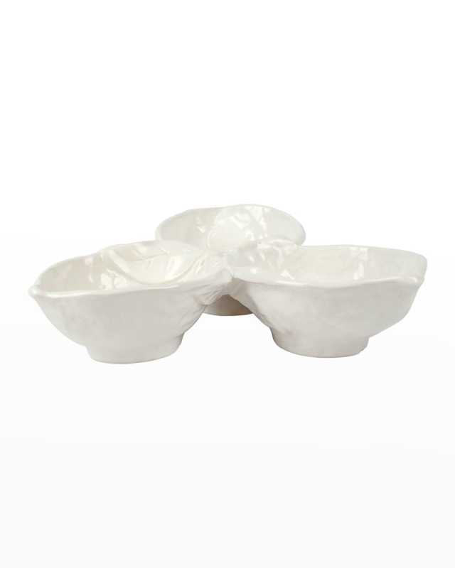 Limoni White Figural Lemon Three-Part Server