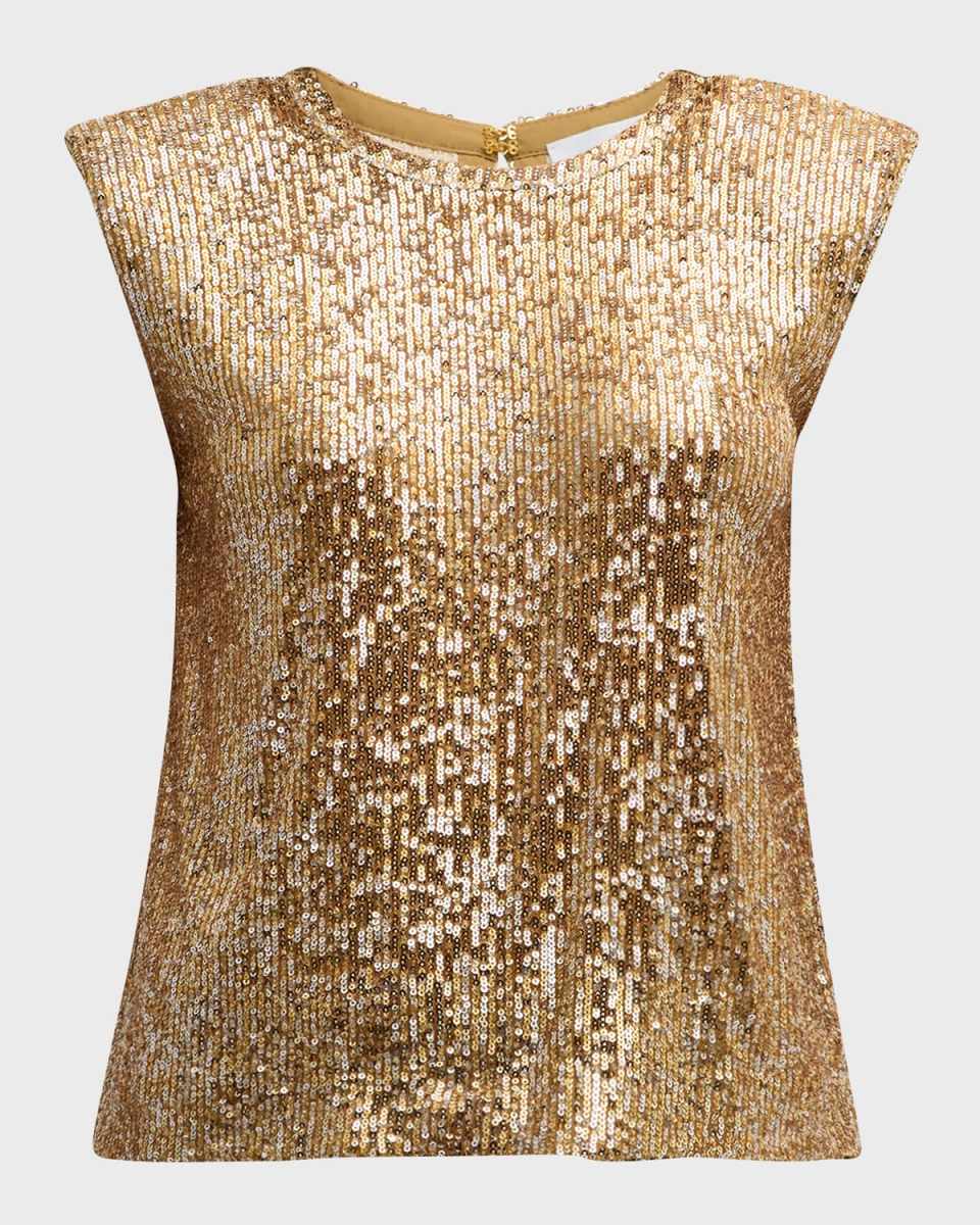 Italian Fluid Sequined Sleeveless Top